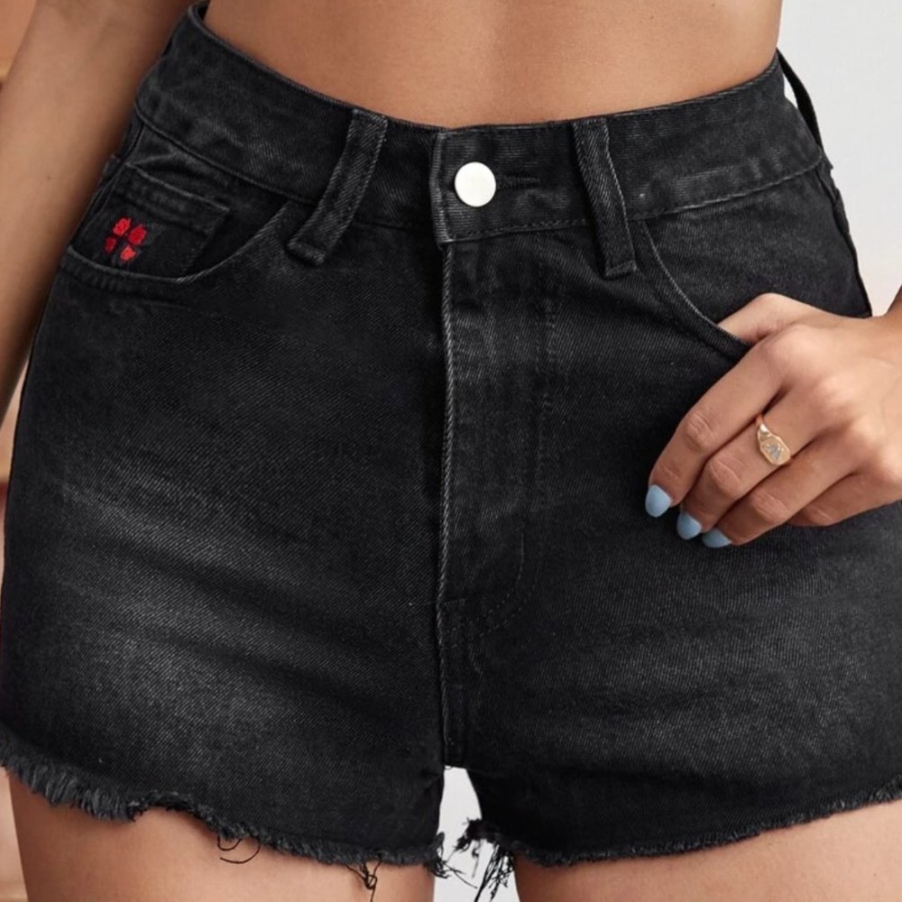 Black Denim Shorts
